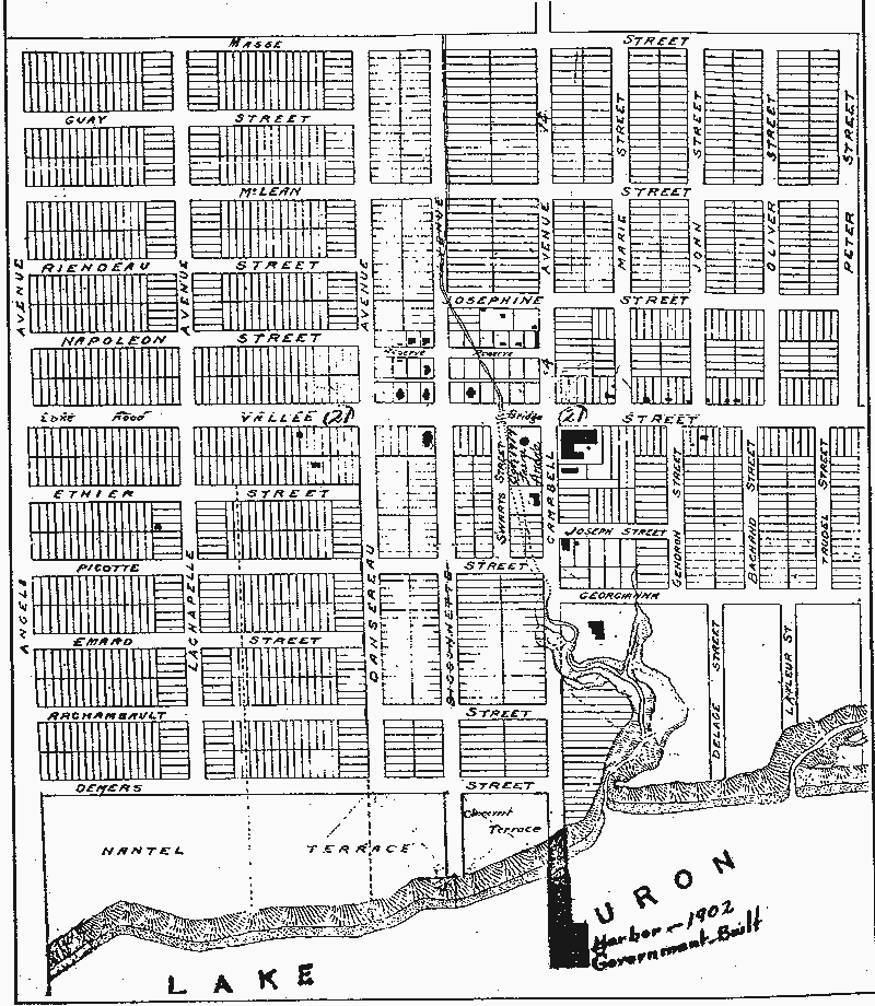 St. Joseph City Plan  "Lake Road - Vallee" is today's Highway 21. St. Joseph was to exist on either side of Highway 21 from Trudel Street, that falls south of today's Stanley Boulevard and north to approximately Antoinette's Line.