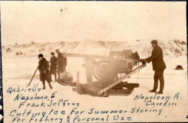 Cutting ice for summer storage